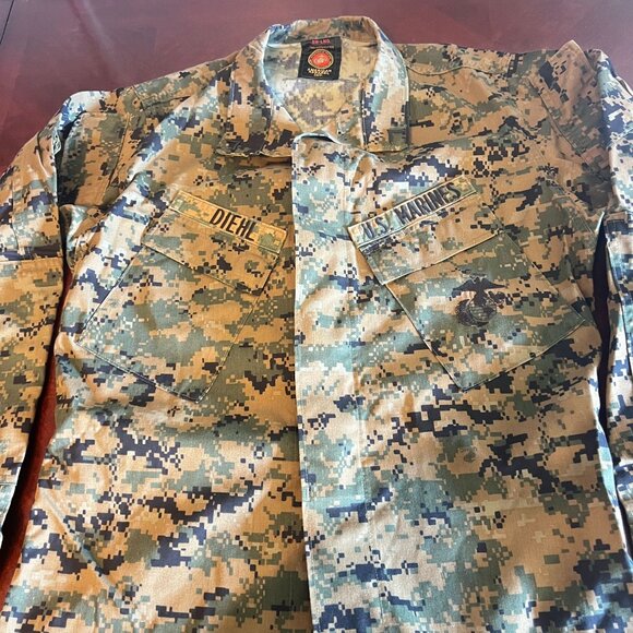US Marine Corps Blouse Woodland Marpat Camouflage MCCUU Mens Size Small-Long - Picture 6 of 12